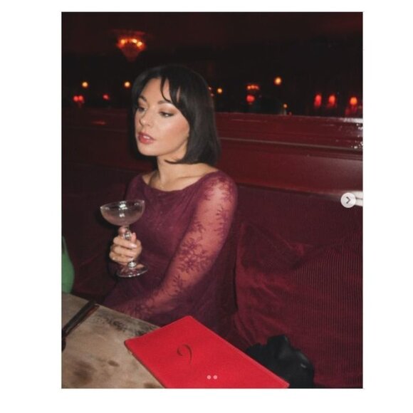 AFRM Trina Dress in Fig X-Small New Womens Lace Sheer Maxi Gown - Picture 8 of 9